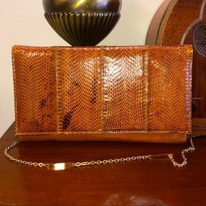 Faux Snake Skin Clutch